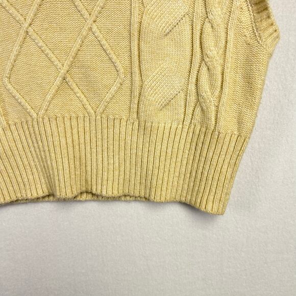 Woman's Cable Knit Tan Cropped‎ Sweater Vest - Size Small Preppy Academia - Picture 5 of 10